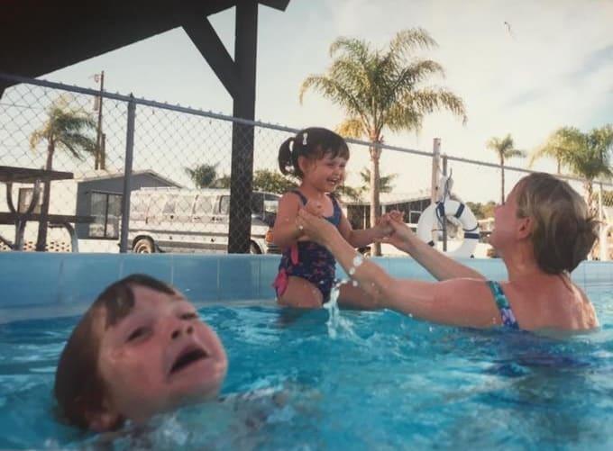 Mother Ignoring Kid Drowning In A Pool meme template