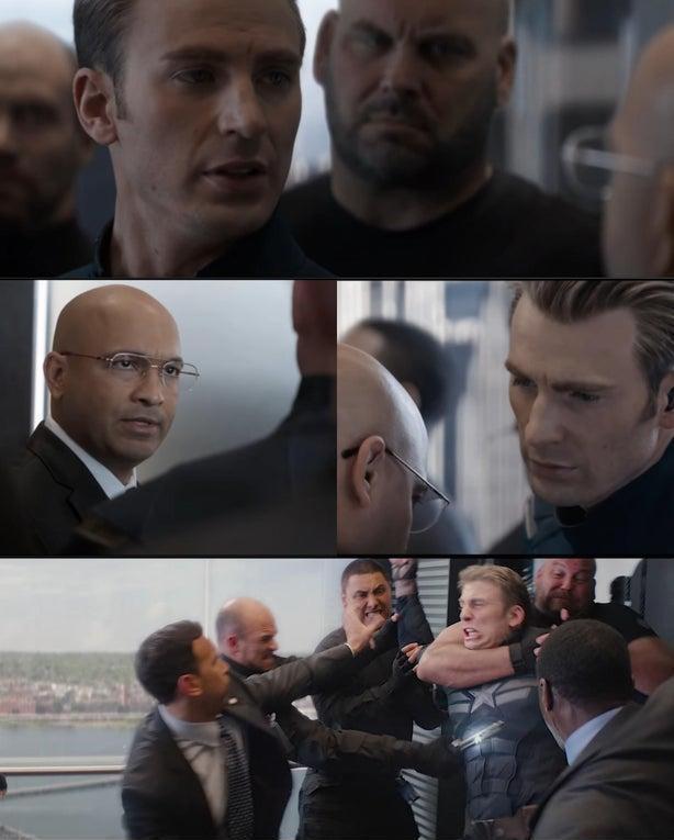 Blank Captain America Elevator Fight Dad Joke meme template